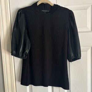 Marc New York Black Ribbed Boxy Blouse